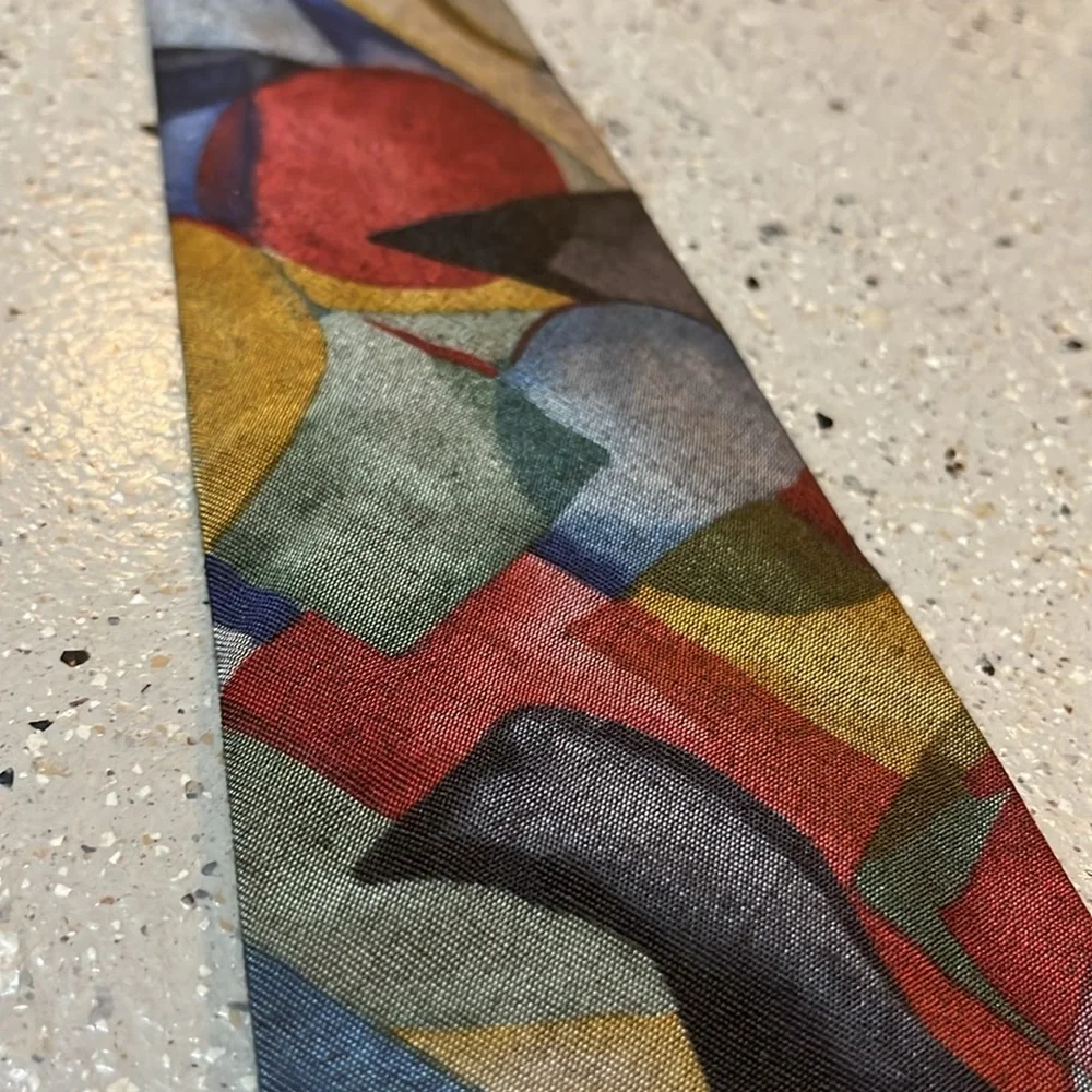 VINTAGE TANGO BY MAX RAAB ABSTRACT PRINT TIE MULTICOLORED